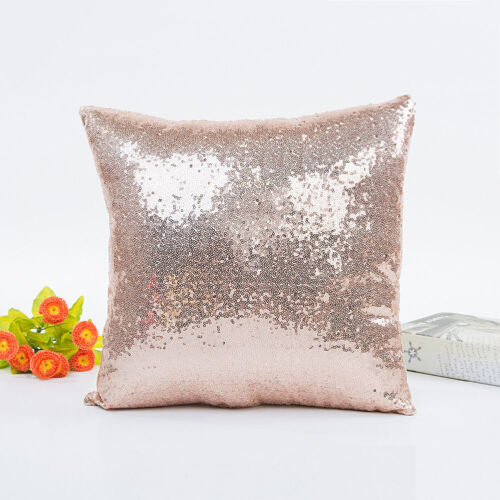 16 Inch Rose Gold Home Decor Mermaid Glitter Sequins Cushion Cover Pillow Case