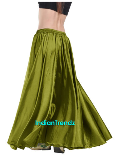 360 Full Circle Satin Long Skirt Swing Belly Dance Costumes Tribal S M to 3XL
