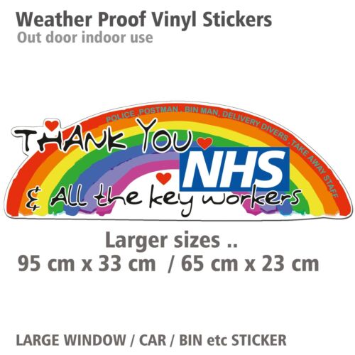 Thankyou Rainbow NHS Large Shop window bin car vinyl wide sticker outdoor 95cm ❤ 