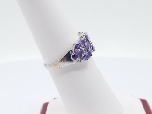 Details about   Purple Amethyst and Diamond Checkered Wedding Band 