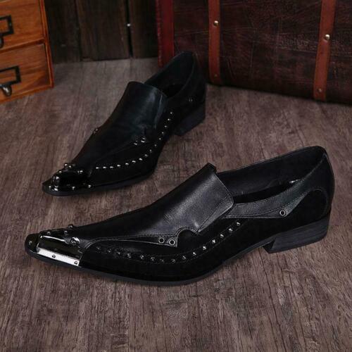 Men Slip On Pointed Toe Dress Wedding Party Metal Rivets Leather Formal Shoes SZ 