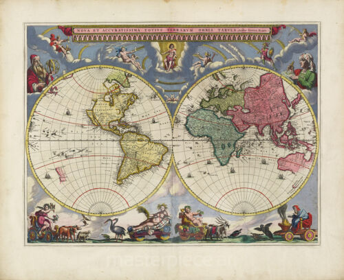 Nova Et Accvratissima Totius Terrarvm Orbis Tabvla 1665 Vintage Map 