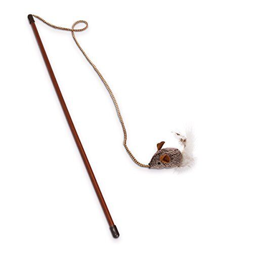 OurPets Play-N-Squeak Teathered /& Feathered Play Wand Cat Toy