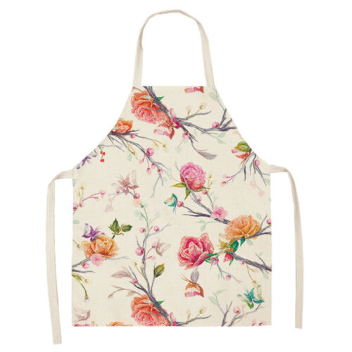 Cotton Linen Flower Butterfly For Women Kitchen Cooking Pinafore Baking Aprons 