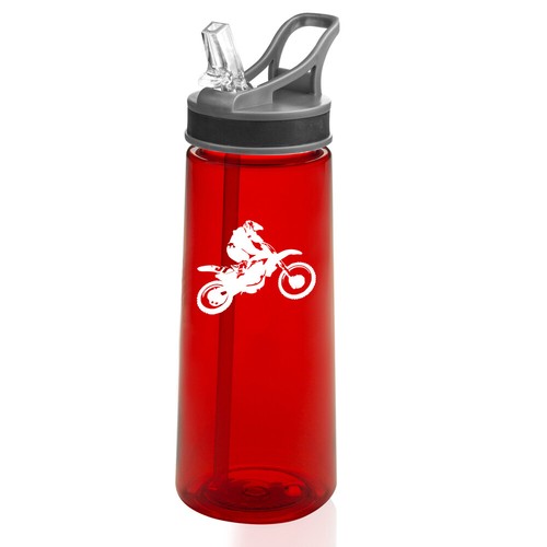 22 oz Sports Water Bottle With Straw Dirt MX Bike Rider