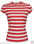 Ladies Womens Red /& White Striped T-Shirt Short Sleeve Womens Top Fancy Dress