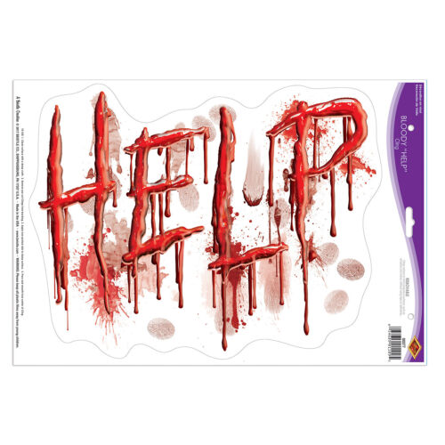 DRIPPING Bloody HELP Window Cling Slaughter House Halloween Party Decorations