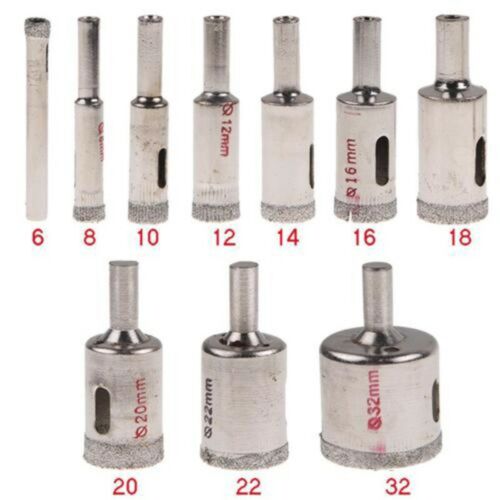 10pcs 6-32mm Hole Saw Drill Bits Diamond Drilling For Glass Ceramic Marble Tiles 