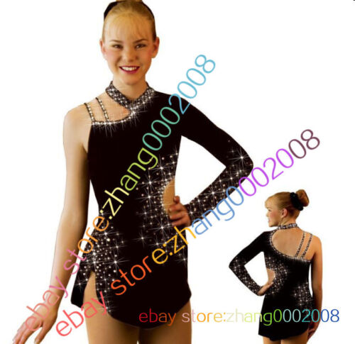 Ice skating dress.black Competition Figure Skating dress.Baton Twirling Costume
