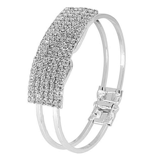 Glamour Full Strass incrusté creux Band Cuff Bracelet Jonc Femme Bijoux Li