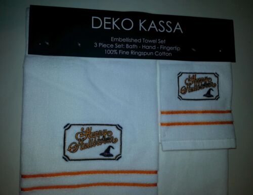 Details about  / Deko Kassa Embellished Happy Halloween 100/% Cotton Towel Set Bath Hand Fingertip