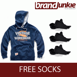FREE SOCKS SCRUFFS NAVY VINTAGE GOODS HOODIE TOP JUMPER SOFT COMFORTABLE