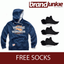 FREE SOCKS SCRUFFS NAVY VINTAGE GOODS HOODIE TOP JUMPER SOFT COMFORTABLE