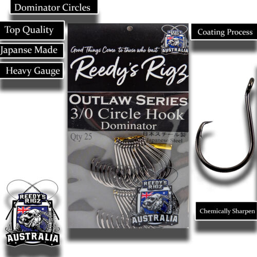 25x Circle Snapper hooks 1//0 2//0 3//0 4//0 5//0 Japanese Fishing Reedy/'s Dominators