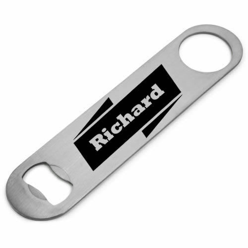 Personalised Any Name Banner Stainless Steel Bar Blade Bottle Speed Opener 