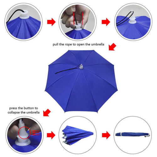 Foldable Sun Rain Head Umbrella Hat Outdoor Headwear Cap Head Umbrella Fishing/'Q