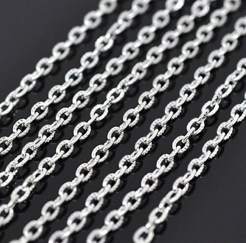 FD035 32 Feet Silver Plated Textured Cable Chain 4.5x3mm