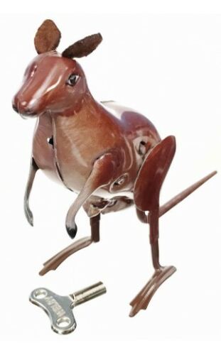 Kangaroo Windup Tin Toy Jumping Clockwork Mechanism with box and key 