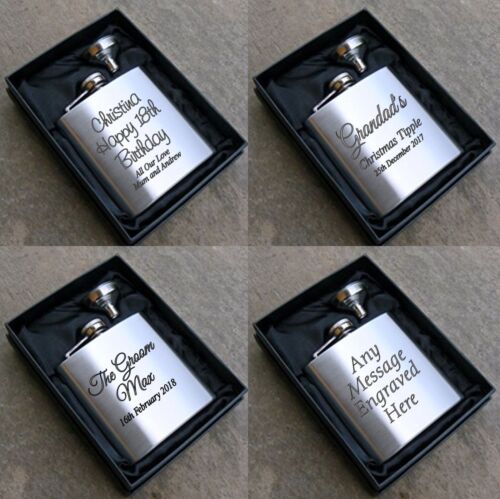 Engraved Hip Flask 18th 21st 30th 40th 50th 60th Birthday Gifts Present Ideas