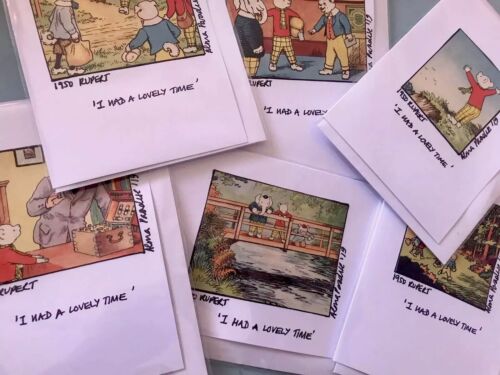 6 Original Rupert Bear ‘I Had A Lovely Time’  Handmade Cards&Envelopes Original 