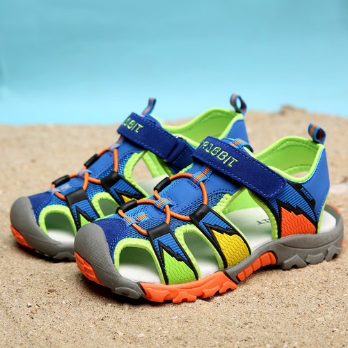 Fashion Kids Boys Closed-Toe Sandals Soft Leather Outdoor Beach Sport Shoes US