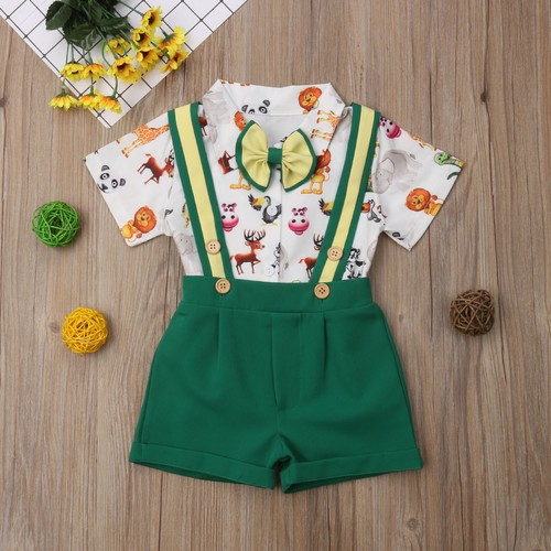 Newborn Toddler Baby Boy Gentleman Formal Pants+Shirt Outfit Clothes Set Suit US