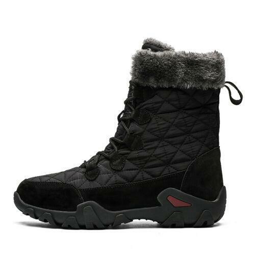 Men/'s Warm Snow Boot Mid Calf Non-slip Winter Outdoor Fur Waterproof Shoes Boots