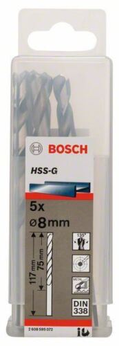Bosch Metal drill bits HSS-G DIN 338 8 x 75 x 117 mm 2608595072 
