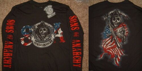 Sons of Anarchy SOA USA Flag Tv Show Long Sleeve Shirt Nwt