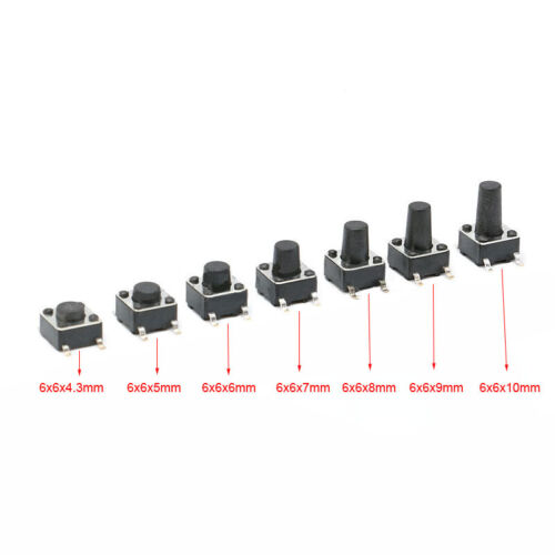 6mm*6mm*4.3/5/6/7/8/9/10mm Button Switch SMD Miniature/Mini/Small Pack of 20 