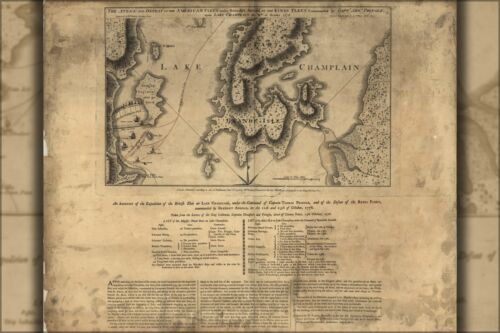 Many Sizes; Map Of Benedict Arnold On Lake Champlain 1776 P2 Poster
