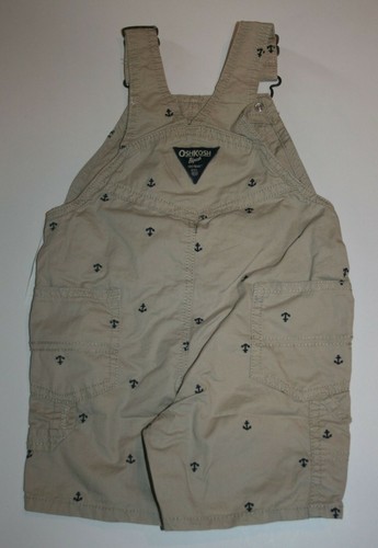 New OshKosh Boys Anchor Canvas Khaki Short Overalls 18m 24m 2T 5T Vestbak