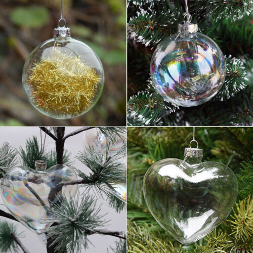 Details about  / DIY Clear Glass Heart Ornaments Fillable Craft Baubles Xmas Wedding Decor