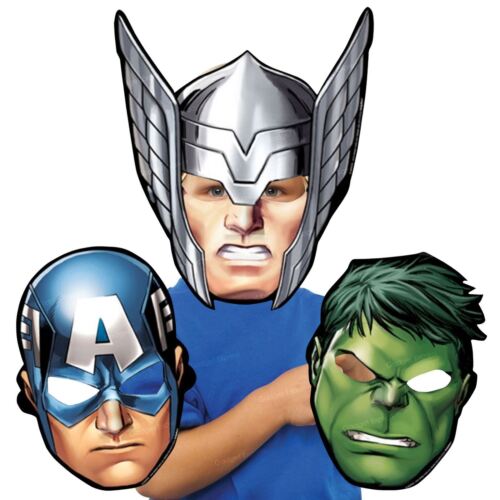 8x Avengers Thor Hulk Captain America Card Mask Birthday Party Favour Girls Boys