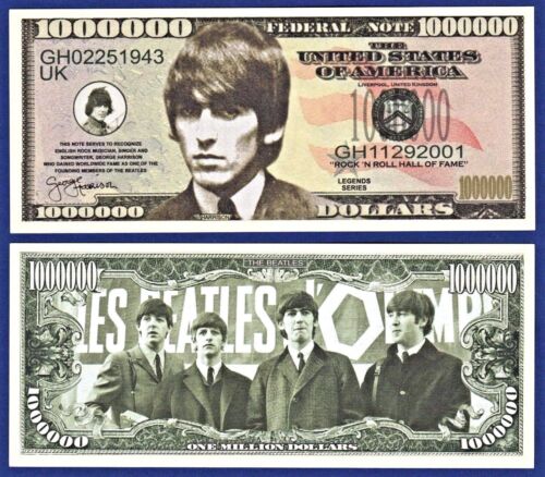 Collectible 25-GEORGE HARRISON O2 BEATLES DOLLAR BIlls Music Song Novelty