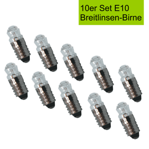 10er Set Breitlinsen Birne Glühbirne Fassung E10 Ersatzlampe