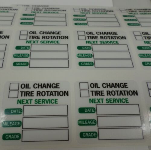 25 Window Clings for Oil Change/Tire Rotation Service Reminder (decals) Green