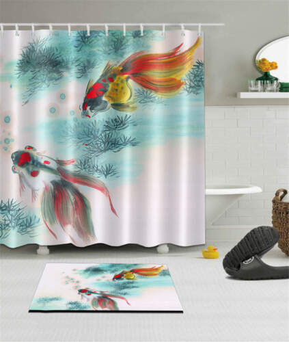 Free Goldfish Waterproof Bathroom Polyester Shower Curtain Liner Water Resistant 