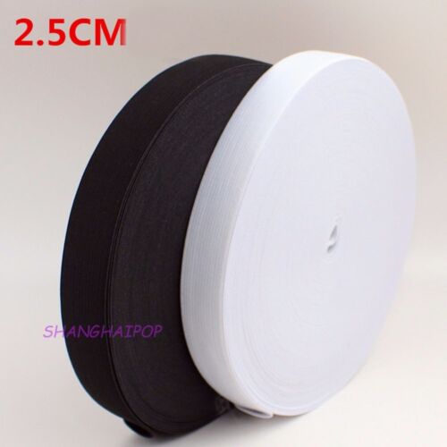 32.8FT Flat Elastic Band Ribbon Stretch Tape Trim Sewing Craft Black/White 0.79" 