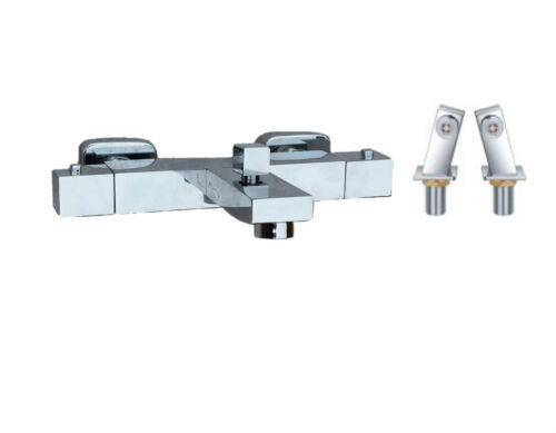 Square Thermostatic Bath shower mixer wall  or  Deck mounted with kit fixed head 