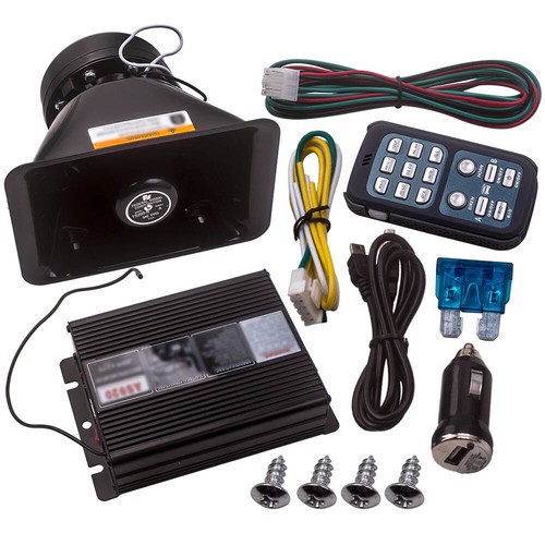 400W 8 Sound Car Warning Alarm Police Fire Siren Horn Speaker Wireless Amplifier