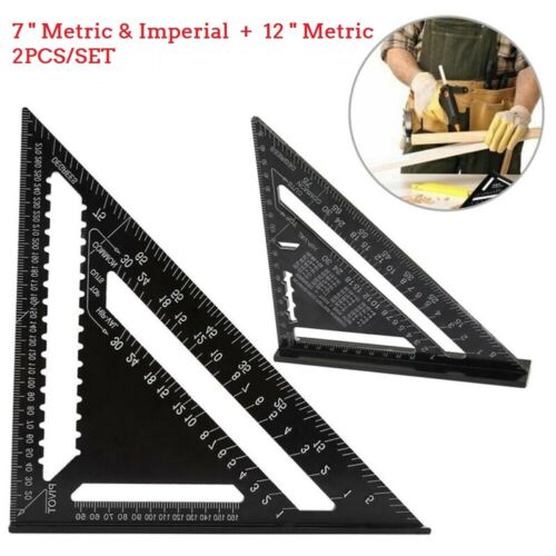 12" Aluminum Alloy Triangle Ruler Square Quick Roofing Rafter Measuring Guide 
