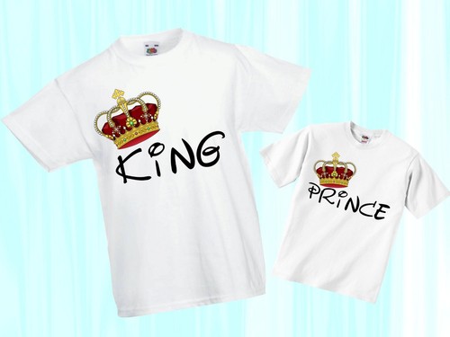 Papà PAPA /'T-Shirt Kids Camicia Uomo Bambino Baby Junior Set RE PRINCIPE Figlio
