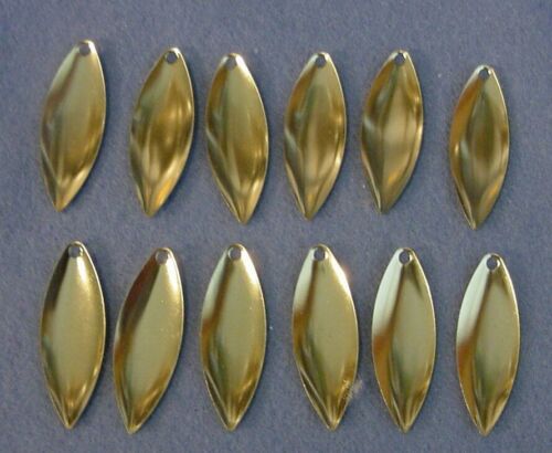 12 Worth Mfg #4 Polished Brass Lacquered Willow Leaf Spinnerbait Blades *94044SM