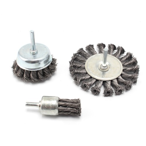 6*20/&75/&100mm Wire Knot End Brush Set With Shank Rotary Polishing Tool 3Pcs