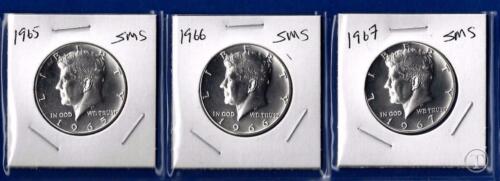 1965 1966 and 1967 SMS Special Mint Set Kennedy Half Dollars-40/% Silver