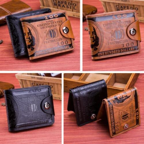 US $100 Dollar Bill Wallet Leather Bifold Credit Card Photo Holder KV