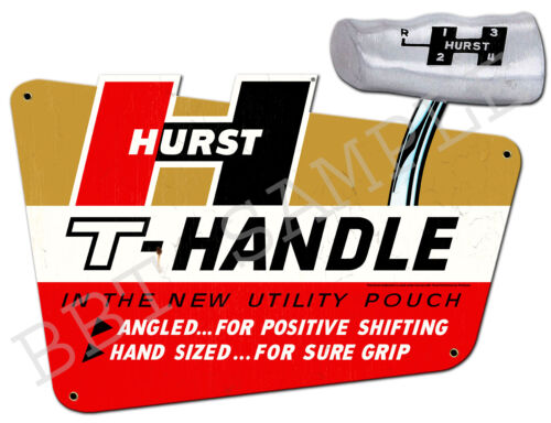 Large 20/" x 15/" Gasser Drag Hot Rod Shifter Hurst T-Handle Vintage Metal Sign