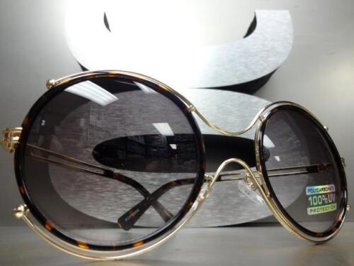 CLASSIC VINTAGE 70's RETRO Style SUN GLASSES Unique Round Gold & Tortoise Frame 