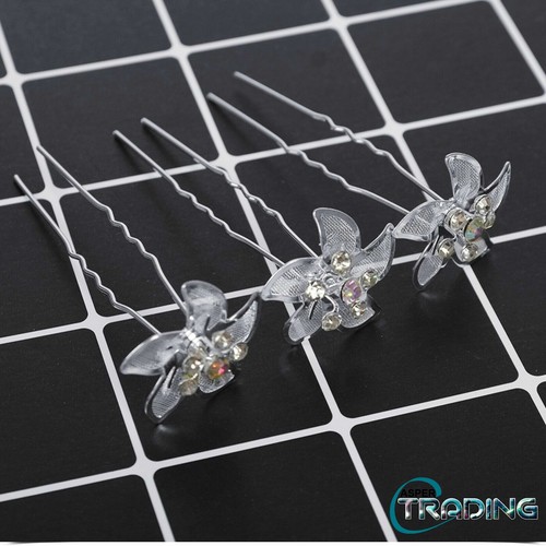 New For Bridals Wedding Crystal Diamonte Hair Pins Pearl Flower Slide Clips Grip
